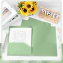 Gueevin 50 Pcs Plastic Folders with Pockets, Back to School Two Pocket Folder Fit Letter Size, Heavy Duty School Business Card Holder for Home Office, 11. 61 x 9. 45 Inches (Sage Green)
