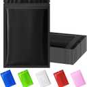 100 Pack Resealable Mylar Bag, Smell Proof Bags Resealable Packaging Supplies for Food Storage Small Business (Black, 6.3" X 9.4")
