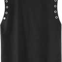 Remidoo Women's Cap Sleeve Tank Tops Loose Fit Grommet Punk Sleeveless Shirts Black X-Large (Black, XL)