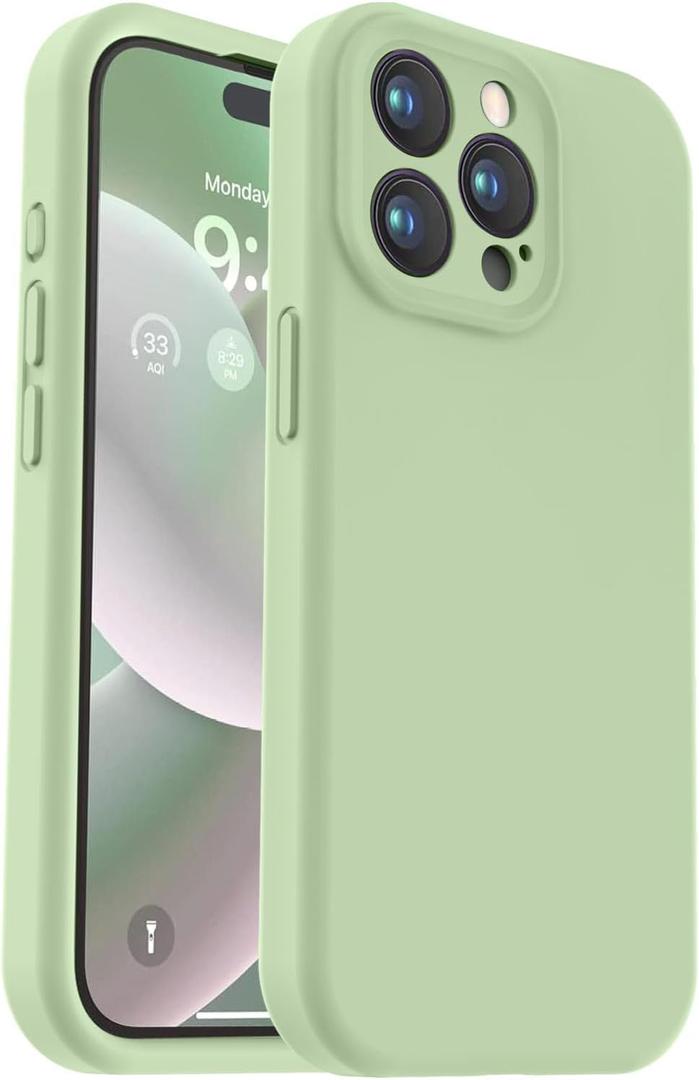 Vooii Compatible with iPhone 15 Pro Case, Upgrade Defender Liquid Silicone, [Enhanced Camera Protection] [Soft Anti-Scratch Microfiber Lining] Shockproof Phone Case iPhone 15 Pro 6.1 inch - Matcha