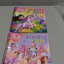 2PCS Paint by Number Sticker Book Travel Activities Essentials for Girls Kids Ages 4-10 Road Trip & Airplane Toys & Long Car Rides, Birthday Present, Preschool Classroom Party Gifts (Unicorn,palace)