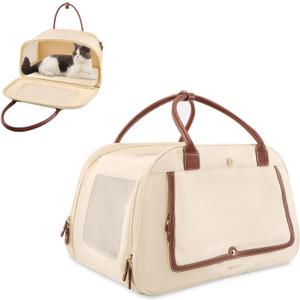 Wakytu Pet Carrier for for Large Cats, Soft-Sided Cat Dog Carrier Collapsible Travel Puppy Carrier,Up to 25 Lbs for Home Outdoor Car