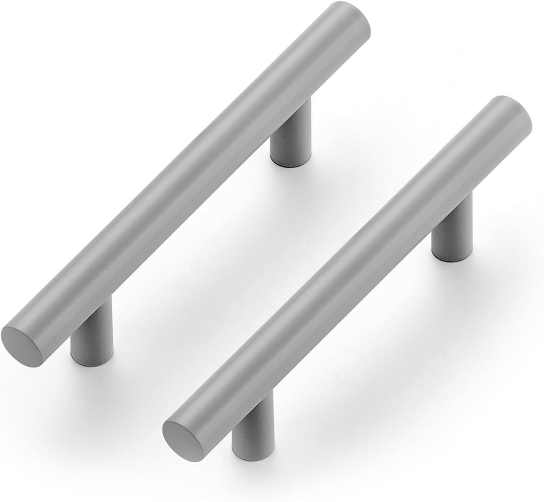 Ravinte 12 Pack | 5 Inch Cabinet Pulls Grey Stainless Steel Kitchen Drawer Pulls Cabinet Handles 5 InchLength, 3 Inch Hole Center (Gray)