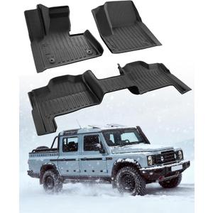 All Weather Protection Floor Mats for Ineos Grenadier 2024 2025, Non-Slip Heavy Duty TPE Front & Rear 2nd Liners Custom Fit for SUV Automotive Black Interior Car Accessories, 3 PCS