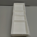 DELLING 16" x 5" Ceramic 3-Section Stackable Serving Tray, Serving Platter Set of 3, 3 Compartment Appetizer Serving Tray, White Divided Serving Dishes, Snack, Food, Dessert Platters