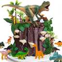 26 PCS Dinosaur Cake Toppers With Dinosaur Eggs Leaves Trees Cake Decorations For Birthday Party,dinosaur Themed party, Wild Animals Party,Kids Party Cake Decorations