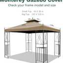 10x12ft Replacement Cover Compatible with Parlay L-GZ288PST-4H and 10' x 12' Monterey Compatible with Chinese Knotted Gazebo A101012100/A101012110,(Khaki)