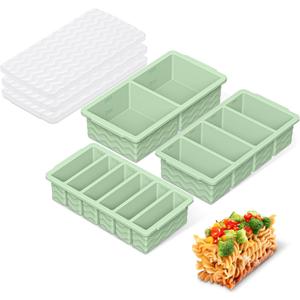 Doasuwish 3-Pack Silicone Freezer Trays with Lid, 2 Large 2-Cup(500ml)&4 Medium 1-Cup(125ml)&6 Small 1/ 2-Cup(75ml) Soup Freezer Container Molds, Ice Cube Tray For Meal Prep&Freezing Soup, Stews, Sauces