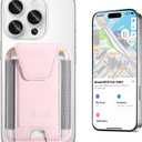 Miroddi for MagSafe Wallet, Works with Apple Find My, Magnetic Phone Wallet Tracker for iPhone 16/15/14/13/12 Series, Magnetic Card Holder with Privacy Flap, RFID Blocking, Fit 7 Cards, Pink