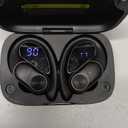 Wireless Bluetooth Sports Earbuds - Over-Ear Hook Headphones with LED Display - Touch Control & Voice Assistant - Wireless Charging Case for Running - Gym - Workout (Black)