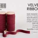 5 x Vitalizart Red Velvet Ribbon Set 3/8" x 15 Yd Burgundy Wooden Spool Fabric Trim 3 Rolls * 5 Yd for Christmas Wreath Decoration Handmade Craft Ornaments Gift Wrapping & Bow Making