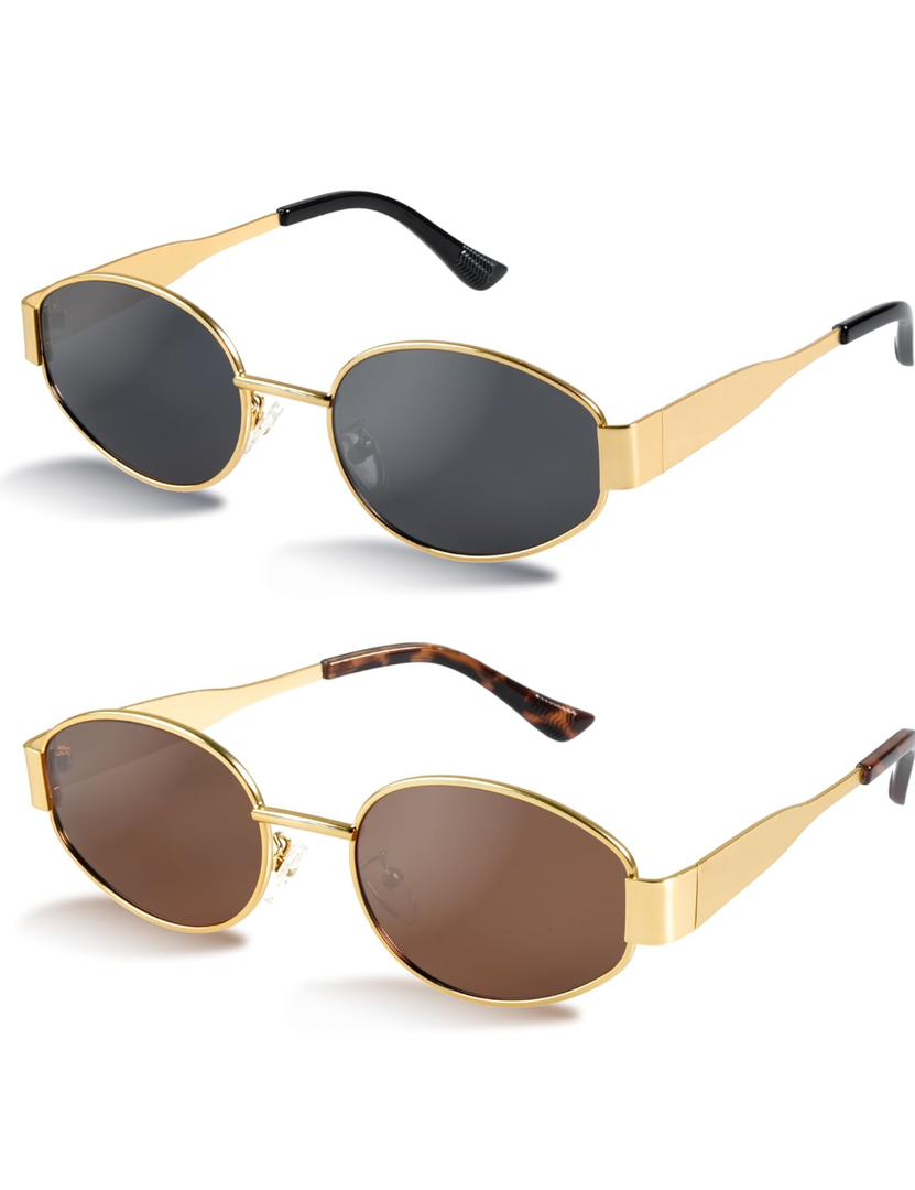 livho 2025 Trendy Oval Sunglasses - Stylish Polarized Shades for Everyday - Retro Metal Frames