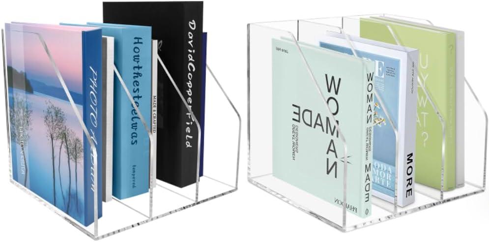 Acrylic Paper Tray Stackable Letter Organizers, Clear Paper Tray Desk Organizer, 3-Tier, Desk A4 File Holder for Office Document Desktop File Tray-2pack
