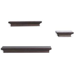 Floating Wall Shelves Sets 3 PCS with Invisible Bracket Picture Ledge Units and Storage,Office Wall Organizer (3, Espresso)