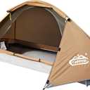 camppal 1 Person Tent for Camping Hiking Mountain Hunting Backpacking Tents 4 Season Resistance to Windproof Rainproof and Waterproof (Khaki)