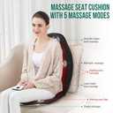 Snailax Vibration Back Massager with Heat, Massage Seat Cushion with 6 Vibrating Motors and 2 Heat Levels, Massage Chair Pad for Home Office use, Gifts for Him Her (Grey)