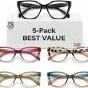 Yogo Vision Magnifying Glasses for Reading, High Magnification One Power Magnifier Readers Cateye for Women 5 pk
