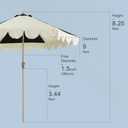 Tempera 9ft Scalloped Patio Umbrellas with Fringe, Market Umbrellas with Water-Resistant and Fade Resistant Canopy, 1.5" Wood Pole & Button Tilt.
