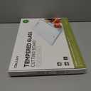 Tempered Glass Cutting Board Set, Large 12x16 Glass Cutting Board for Kitchen with 4 Non-Slip Feet, Heat & Shatter Resistant, Dishwasher Safe, Includes Bonus Sponge & Cloth,Perfect Kitchen Gift-Beige (Beige-Nano Etched Finish)