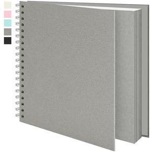 Vienrose Scrapbook Album (8 X 8 Inch) Scrap Book Photo Albums Travel Scrapbook Textured Paper Cover Memory Book Ideal for Wedding, Baby, Family, Graduation, Pets (20 Sheets/ 40 Pages, Gray)