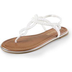 DREAM PAIRS Women's Flat Sandals Dressy Summer Stappy Comfortable Ankle Elastic T-Strap Beach Thong Sandals (11)
