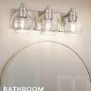 Bathroom Light Fixtures, 3-Light Brushed Nickel Vanity Light, Modern Wall Sconces with Globe Clear Glass Shade, Vanity Lighting Fixtures Over Mirror, VL195-BN-CL-3