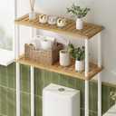 LiSHELF Bamboo Over The Toilet Storage Shelf 2-Tier Bathroom Organizer Rack Freestanding Above Toilet Shelves Space Saver for Small Bathroom, Laundry, White