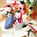 Sotiff 24 Pcs Mini Graduation Bear Plush Gift Stuffed Animal with Cap Gift for Her, for Him, Class of 2026 Graduation Present for College High School for DIY Keychain Xmas Decorations(Bright Colors)