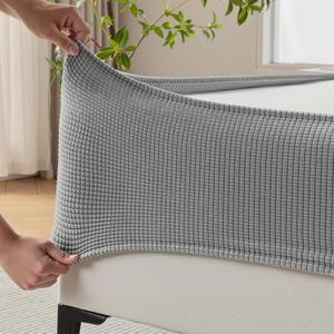 MIYE Jacquard Fabric Box Spring Cover,Super Stretchy Wrap Around 4 Sides Elastic Bed Skirt,Wrinkle & Fading Resistant,Washable & Easy Fit. (Light Grey, King)