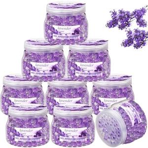 9 Pcs Air Freshener Gel Bulk Odor Eliminator Beads 10 Ounces Long Lasting Air Freshener Scent Beads for Home, Office, Bathrooms, Cars, Boats, Rvs and Pet Areas(Lavender)
