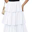 Womens Summer Tank Top Maxi Dress Smocked Ruffle Layered A Line Tiered Flowy Summer Casual Long Sundress(White Small)