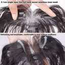 Curly Human Hair Topper with Bangs 2"x4.7" Front Hairline Concealer 10 Inch Ultra Thin Wavy Wiglet for Women Short Hair and Updos (5 * 12cm Black Curly Air Bangs)