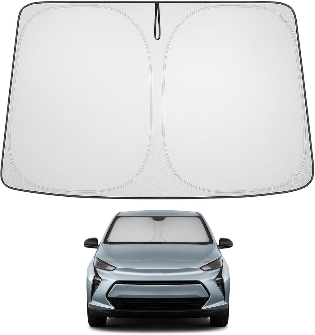 Proadsy 2025 Upgrade Windshield Sun Shade Custom Fit Chevy Bolt 2017-2024 2025 (NOT for Chevy Bolt EUV) 4-Layer Foldable Front Sunshade Protector Sun Visor Blocks UV Rays Keep Car Cooler