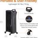 Amazon Basics Portable Oil Space Heater with Remote Control, 7 Oil-Filled Fins, Adjustable Thermostat, 3 Heat Settings, Tip-Over and Overheat Protection, ETL Safety Certificate, 1500W, Black