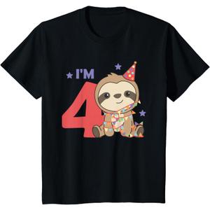Fourth Birthday Sloth Kids One Birthday Sloth T-Shirt, 4T