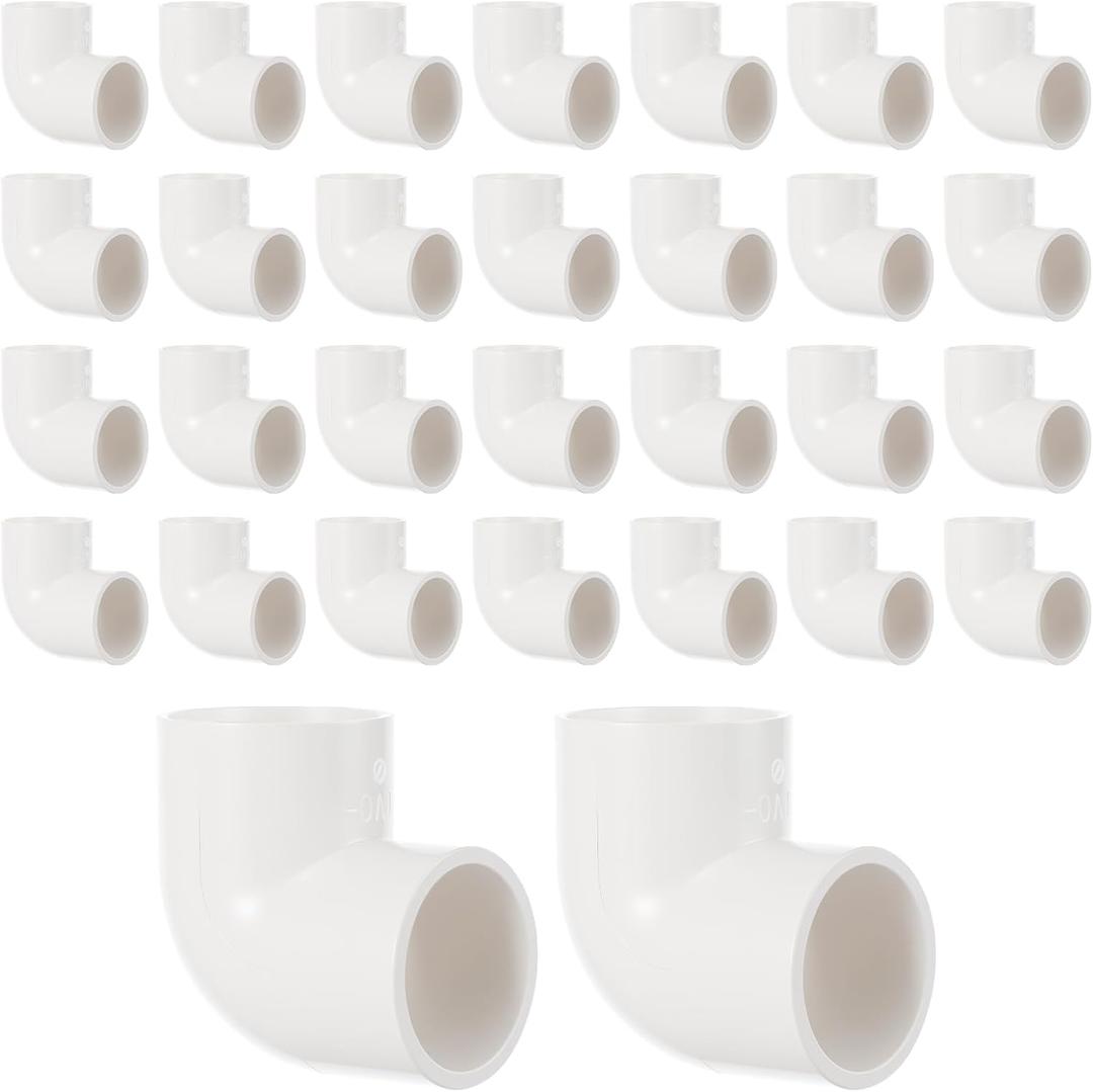 30Pcs 3/4 Inch 90 Degree Elbow, SCH40 PVC Tubing Fittings, 2 Way Right Angle Connector for Furniture, Greenhouse, Garden Support Structure