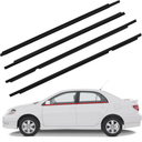 4Pcs Window Moulding Trim Weatherstrip Window Seal Belt Compatible with 2003 2004 2005 2006 2007 2008 Toyota Corolla Replaces 75730-02180 75710-02200 75740-02180 75720-02200