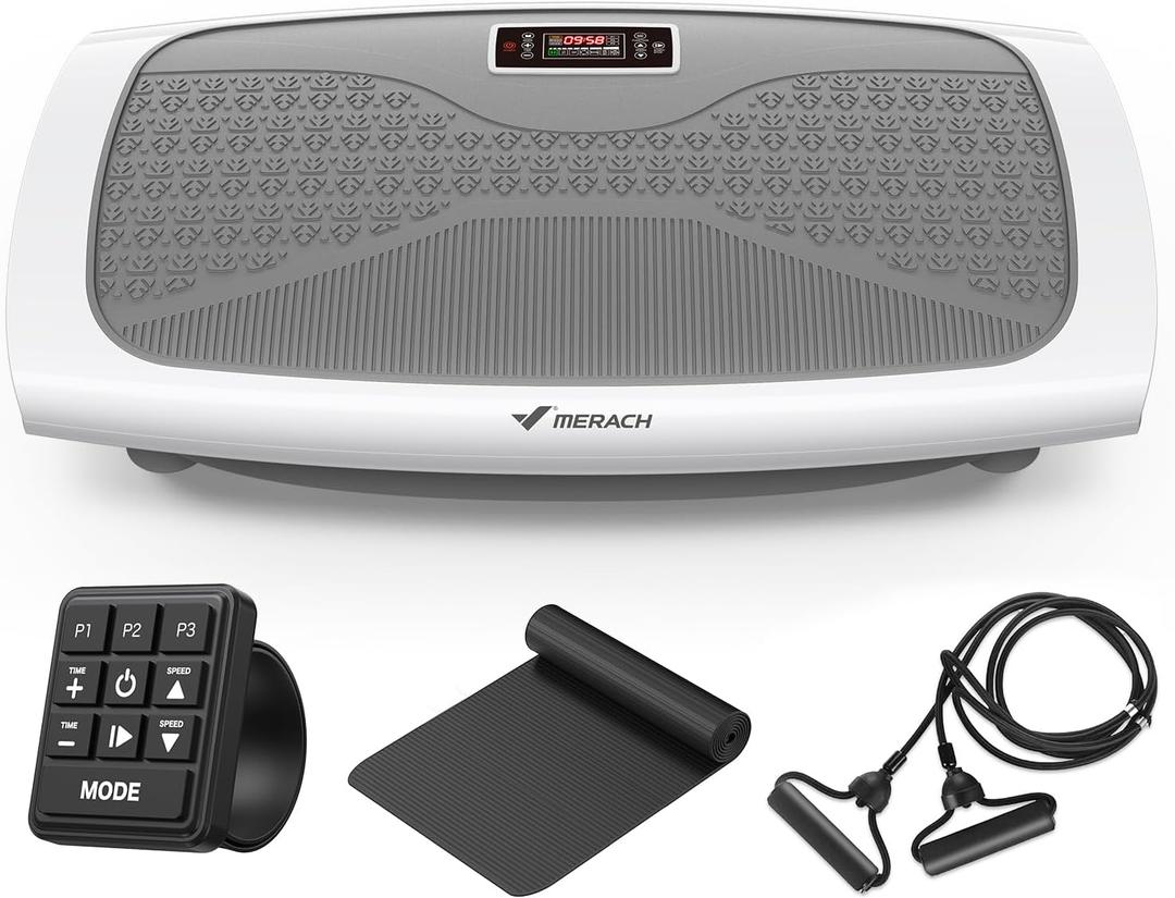 MERACH Vibration Plate Exercise Machine, 3D & 4D Vibration Plate for Lymphatic Drainage Weight Loss with 2 Tension Ropes, Whole Body Vibration Platform for Women Men, Exercise Equipment for Home