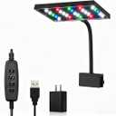 Carefree Fish Aquarium LED Light USB 5V1A RGBW 5730 Timmer 1~10Gal Fish Tank Clip Light 10 Brightness Levels 8W with USB Port (Include UL Certification Power Adapter)