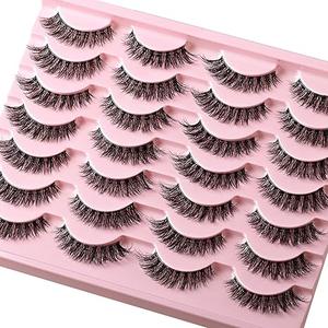 False Lashes Wispy Natural Strip Eyelashes  Cat Eye Lash Strips Full Volume Fake Mink Eyelash Pack Natural Look 9 Pairs Short Thick Fluffy Cateye Pestañas Postizas for Women