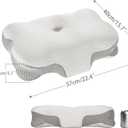 Cervical Neck Pillow - Memory Foam Pillow, Ergonomic Contour Pillow for Back and Side Sleepers, Breathable Slow-Rebound Foam, Cloud-Like Comfort (1, White)