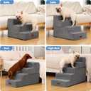 Aodisman Dog Stairs for Small Dogs, 3-Step Non-Slip Pet Stairs for Couch Sofa and Chair, Dog Bed Stairs for Puppy, Older Cat,Grey,13.6" H