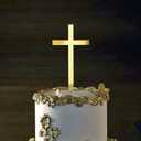 Acrylic Gold Mirror Cross Cake Topper, Baby Shower Baptist Cake Decoration Holy Communion Christening Cross Cake Side Decoration Party Decoration Props Supplies