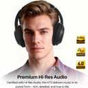 TOZO HT3 Hybrid Noise Cancelling Headphones, 90H Battery Life Wireless Over Ear Bluetooth 6.0 Foldable Headset, AI Voice Assistant with 5 Mics, Connect 2 Devices and Hi-Res Sound, 32 EQ Audio Presets (Titanium Black)