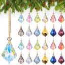 Shappy 24 Pcs Crystal Glass Christmas Ornaments 1.5'' Hanging Crystal Prism Ball Ornaments Mini Colorful Pendants Ball Christmas Tree Decorations for Xmas Party Wedding Birthday Home Decor (Diamond)