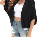Women 2026 Batwing Hollow Out Open Front Summer Lightweight Sweater Crochet Cardigan M