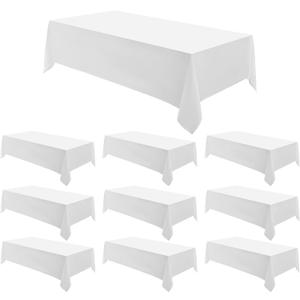 Rectangle Tablecloths 90x132 Inch 10 Pack White Tablecloth Washable Decorative Linen Polyester Table Cloths for Dining Table Banquets Buffet Parties and Wedding