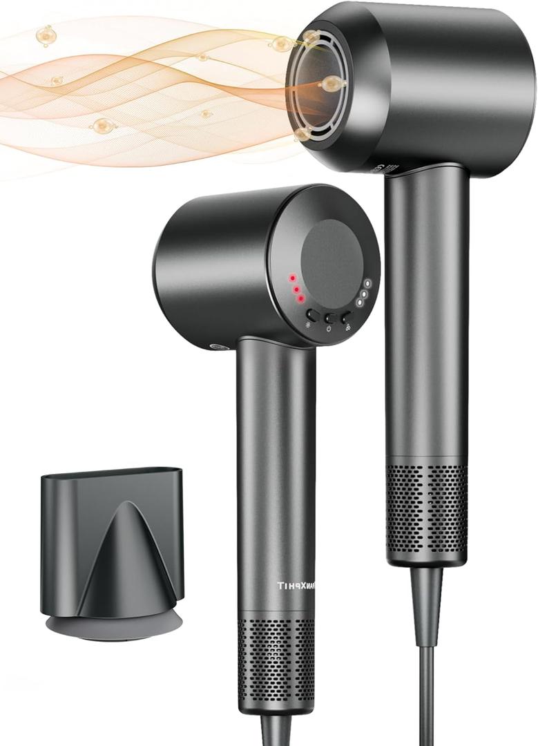 High-Speed Hair Blow Dryer: 160000 RPM Professional Hairdryer 500 Millions Negative Ionic Low Noise Thermo Control Lightweight Fast Drying with Brushless Motor for Gift Travel Home Salon