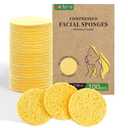 100-Count Compressed Facial Sponges, Natural Cosmetic Spa Sponges for Facial Cleansing, Exfoliating Mask, Makeup Remover, Travel Face Sponges - Yellow