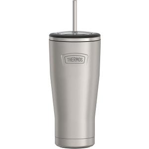 THERMOS ICON SERIES, Stainless Steel Cold Tumbler with Lid and Straw - 24 Ounce, Matte Stainless Steel - Vacuum Insulated Tumbler